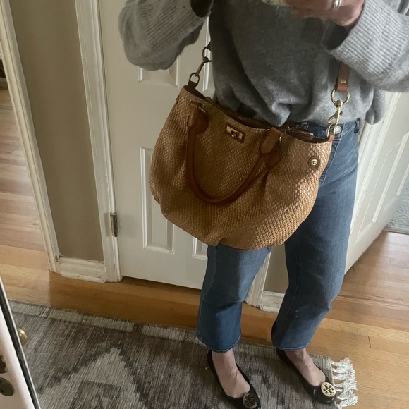 Jcrew straw and leather handbag with crossbody strap - Picture 5 of 5